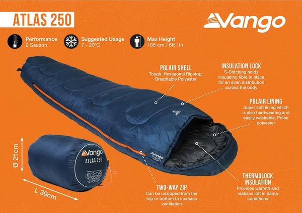 Vango Atlas 250 2 season sleeping bags